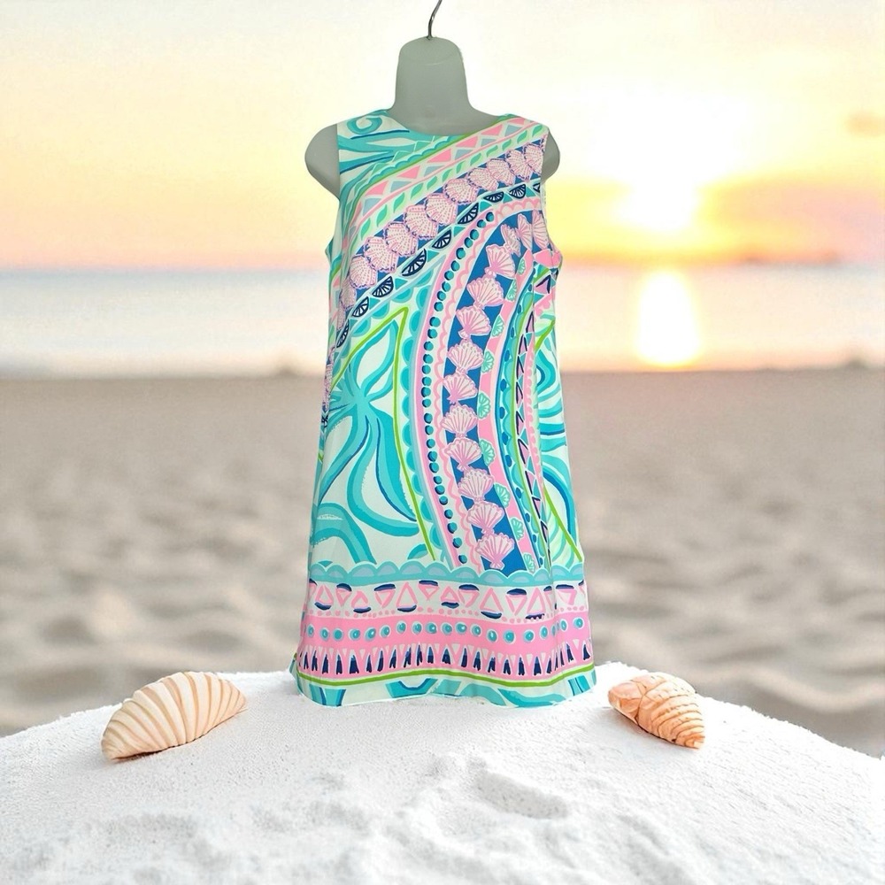 Lilly Pulitzer Narissa Stretch Shift Dress Multi Coco Island Size 6 Pink Cruise - Picture 10 of 12
